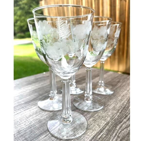 Libbey Crystal Garland Retired Blown Glass Vintage Water Goblets-Set of 6 - Picture 3 of 6